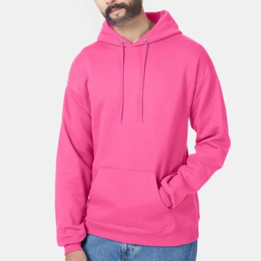 Hanes Ecosmart Men's Unisex Hooded Long Sleeve Sweatshirt Pink, size L - NWOT
